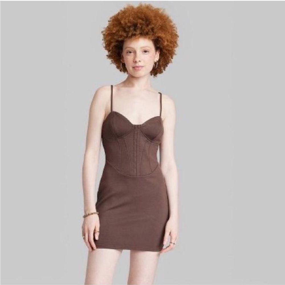 Wild Fable Brown Corset Body Con Mini Dress Size Medium
